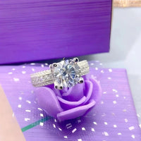 Thumbnail for Real 2-Carat Moissanite Ring For Women 8mm 925 Sterling Silver Band D Color VVS Diamond Engagement Fine Jewelry With GRA, Drestiny, Rings, White, Silver, Green, 3-Carat, 5-Carat, United States, USA, Canada, Australia, New Zealand, United Kingdom, UK, moissanite engagement ring, moissanite rings for women, moissanite wedding band, moissanite ring, affordable moissanite rings, moissanite wedding ring, affordable moissanite engagement rings, shopdrestiny.com