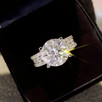 Thumbnail for Real 2-Carat Moissanite Ring For Women 8mm 925 Sterling Silver Band D Color VVS Diamond Engagement Fine Jewelry With GRA, Drestiny, Rings, White, Silver, Green, 3-Carat, 5-Carat, United States, USA, Canada, Australia, New Zealand, United Kingdom, UK, moissanite engagement ring, moissanite rings for women, moissanite wedding band, moissanite ring, affordable moissanite rings, moissanite wedding ring, affordable moissanite engagement rings, shopdrestiny.com