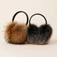 Thumbnail for Real Fox Fur Earmuffs Winter Warm Plush Earmuffs Outdoor Solid Fur