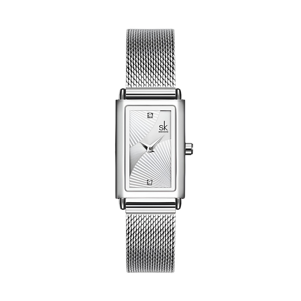 Silver Rectangle Quartz Ladies Watch With Diamond Accents. Shop Drestiny for free shipping and tax covered! Seen on FOX, NBC, CBS. Save up to 50% now!