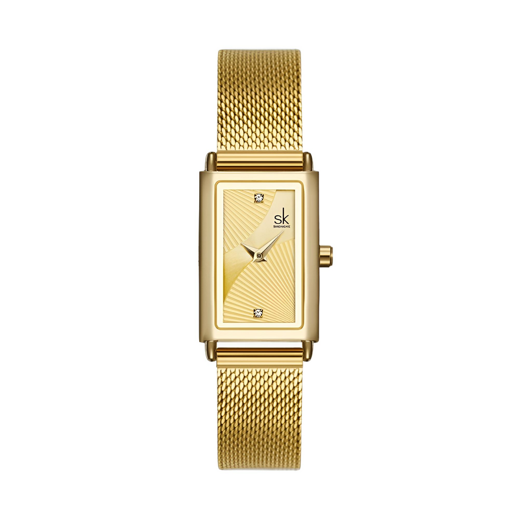 Gold Rectangle Quartz Ladies Watch With Diamond Accents. Shop Drestiny for free shipping and tax covered! Seen on FOX, NBC, CBS. Save up to 50% now!