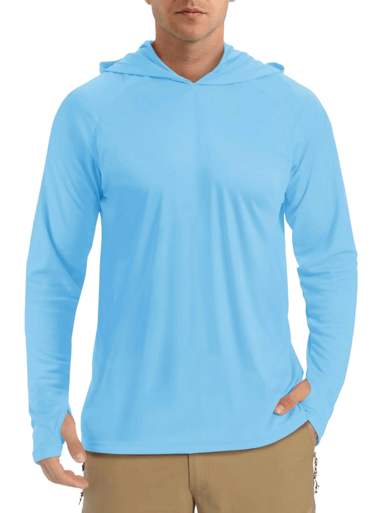 Men's Sky Blue Athletic Hoodies Long Sleeves