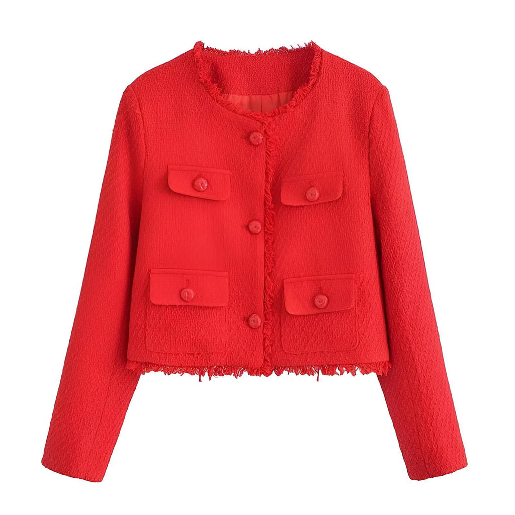 Get your Women's Red Tweed Jacket from Drestiny - Free Shipping & Tax Paid! Save up to 50% off - Limited Time Only.