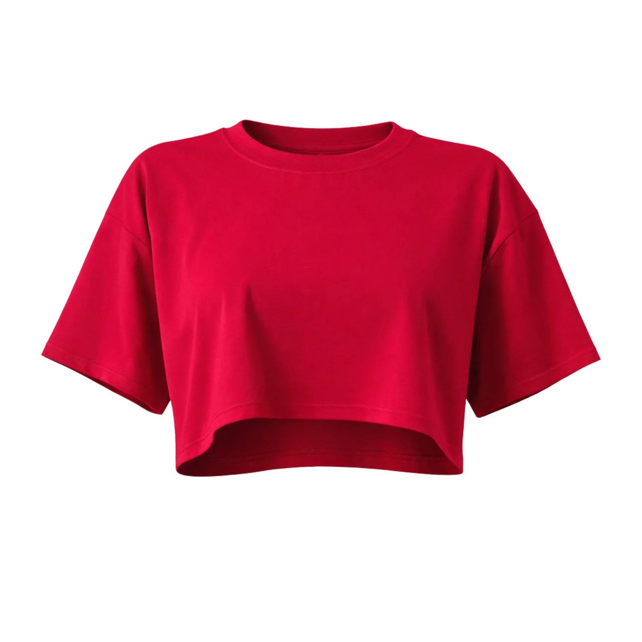 Red crop top on a white background