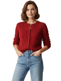 Thumbnail for 100% Wool Cable Knit Cardigan Women's Sweater