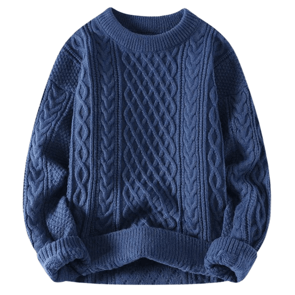 Retro Knitted Navy Blue Pullover Sweaters For Men