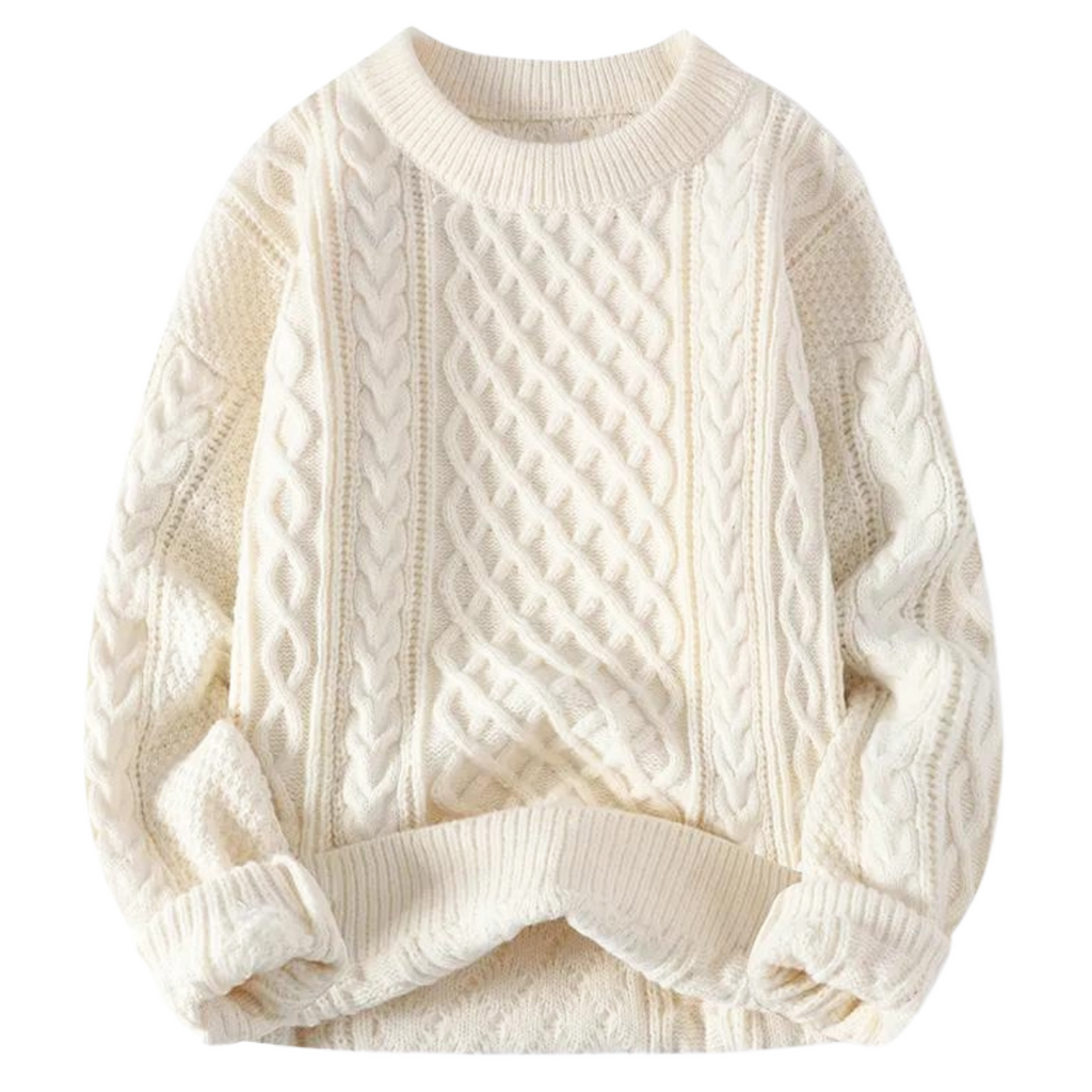 Retro Knitted Beige White Pullover Sweaters For Men