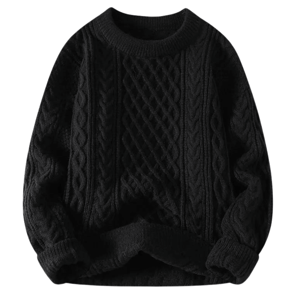 Retro Knitted Black Pullover Sweaters For Men