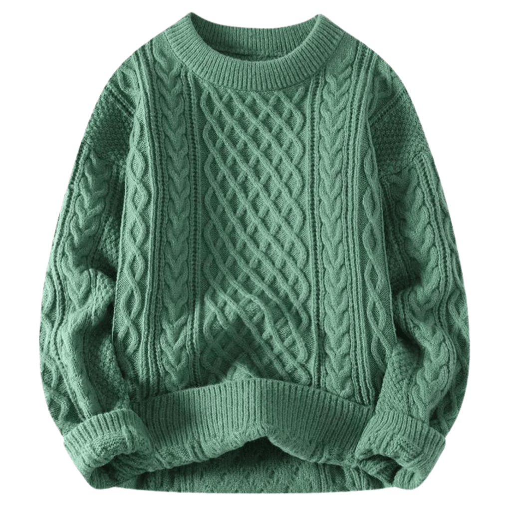 Retro Knitted Light Green Pullover Sweaters For Men