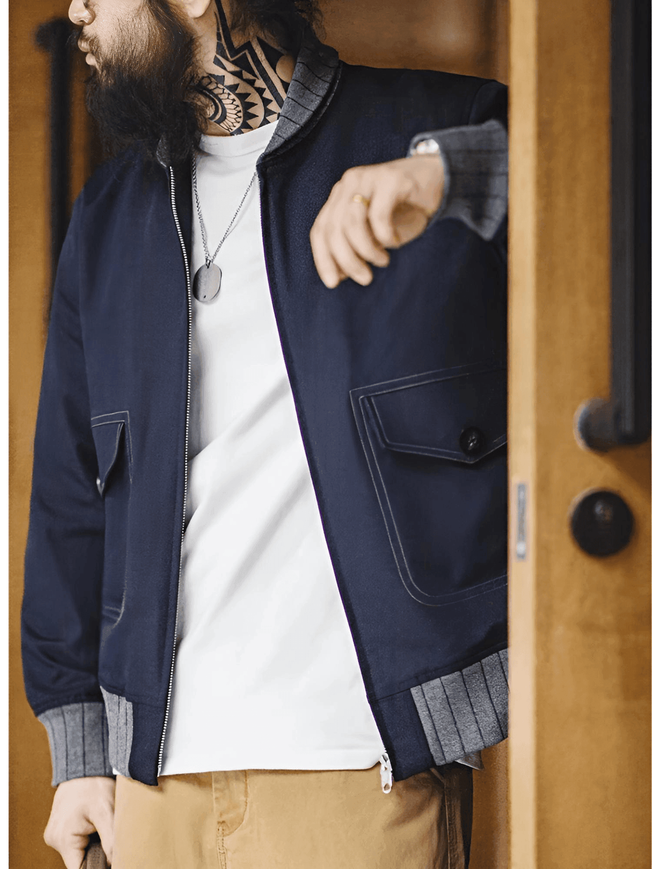Retro Men's A1 Flight Jacket in Navy with Contrast Color Splicing Baseball Coat for Men's Overcoat Spring and Autumn, Drestiny, Jackets, Bomber Jackets, Navy, S, M, L, XL, XXL, 2XL, United States, USA, Canada, Australia, New Zealand, United Kingdom, UK, Retro A1 flight jacket men's, Vintage A1 bomber jacket men, Men's A1 flight jacket for sale, Classic A1 flight jacket, Retro men's A1 flight jacket, Vintage A1 flying jacket mens, Leather A1 bomber jacket UK, Men's A1 flight jacket online, shopdrestiny.com