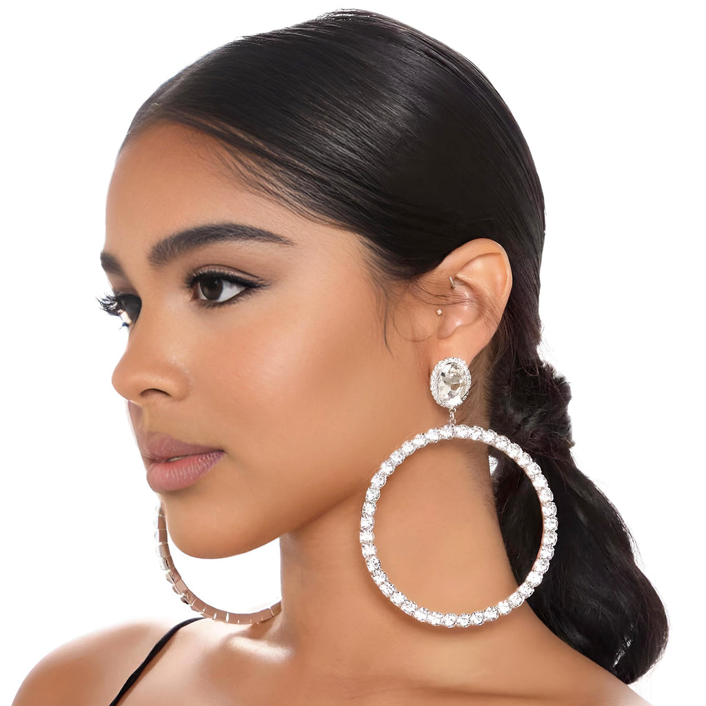 Shiny Rhinestone hoop earrings on sale at Drestiny with free shipping and tax covered. Seen on FOX/NBC/CBS. Save up to 50% off.