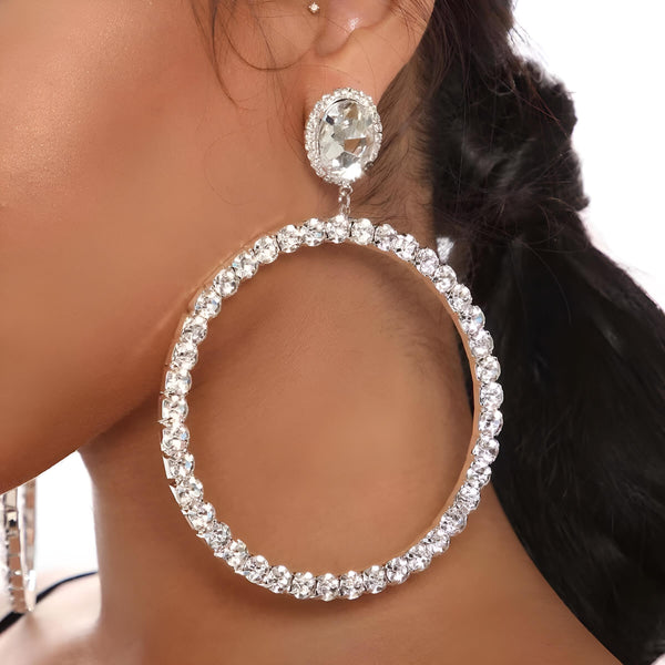 Shiny Rhinestone hoop earrings on sale at Drestiny with free shipping and tax covered. Seen on FOX/NBC/CBS. Save up to 50% off.