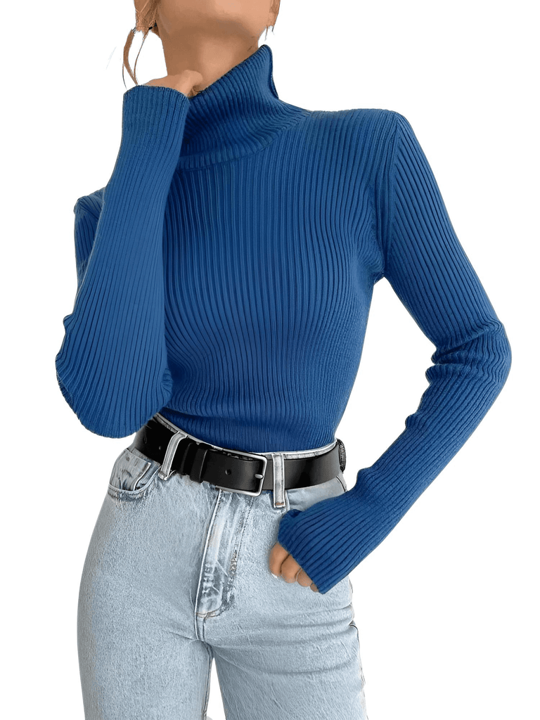 Rib Knit Turtleneck Sweaters For Women - In 24 Colors!