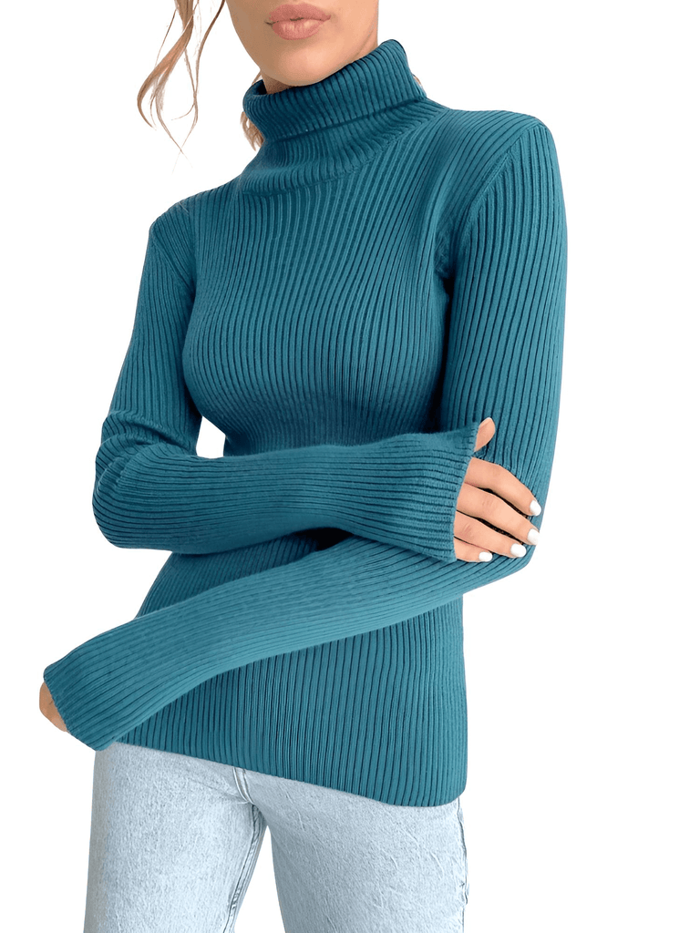 Rib Knit Turtleneck Sweaters For Women - In 24 Colors!
