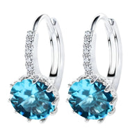 Thumbnail for Romantic Round Crystal Loop Earrings Lever Back Austrian Cubic Zircon 925 Sterling Silver Hoop Jewelry for Women Fashion, Drestiny, Earrings, United States, Canada, Australia, New Zealand, United Kingdom, Red, Ruby, Blue, Sapphire, Pink, Sky Blue, Purple, Black, Onyx, Green, Emerald, Champagne, White, Diamond, shodprestiny.com
