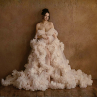 Thumbnail for Ruffled Tulle Maternity Robe For Photoshoot Dresses For Pregnancy Custom