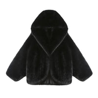 Thumbnail for Black faux fur jacket on a white background