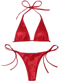 Thumbnail for Satin Women's Halter Brazilian Bikini -, Swimwear , Drestiny , Australia, Bikinis, Black, Canada, Gender_Women, Gold, Green, L, Light Pink, M, Neon Green, New Zealand, Pink, Purple, Red, Royal Blue, S, United Kingdom, United States, Wine Red, Yellow , Drestiny , www.shopdrestiny.com