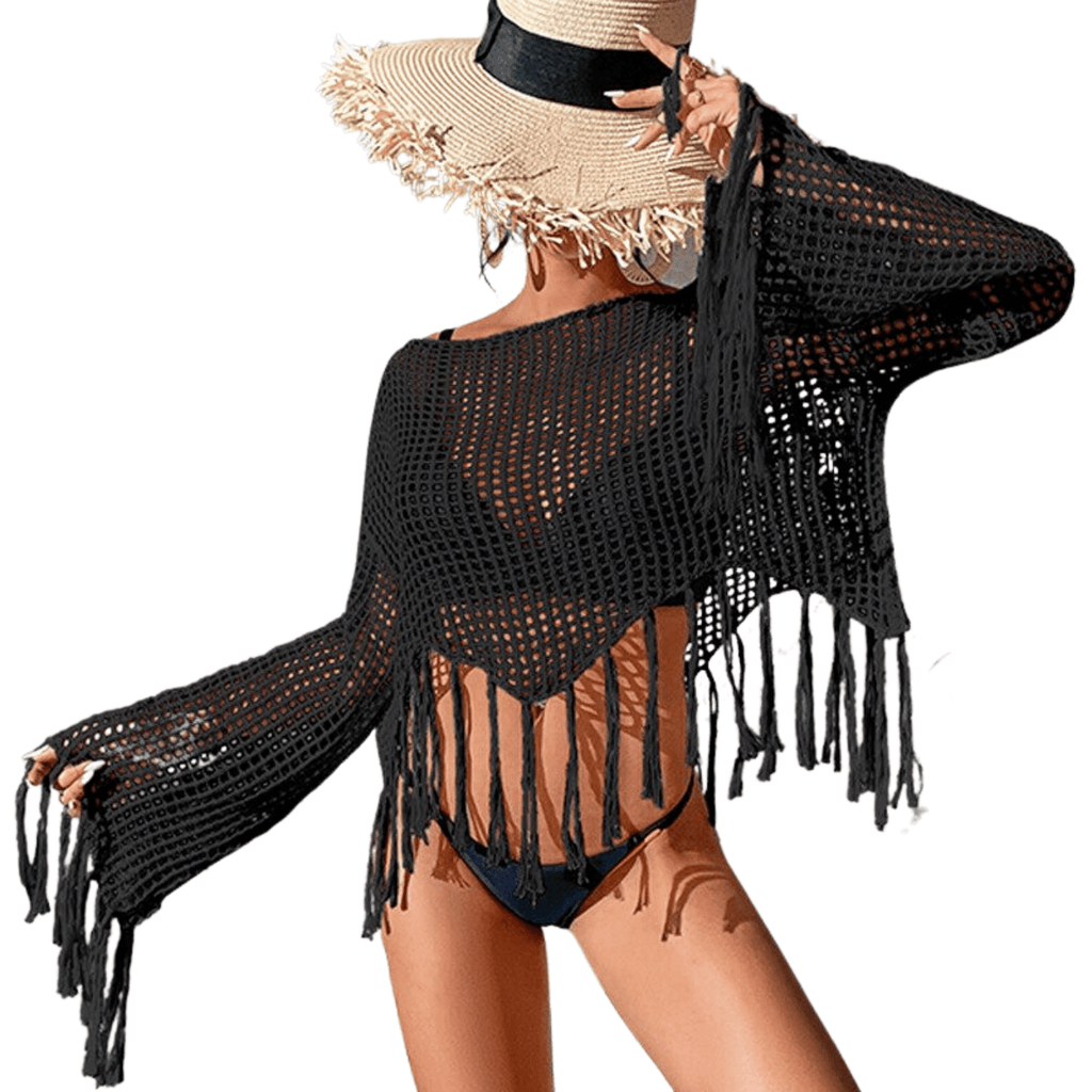 Get the Stylish Fringe Black Beach Cover Up Shirt at Drestiny. Free Shipping + Tax Paid! Seen on FOX, NBC, CBS. Save up to 50%.