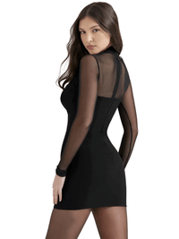 Thumbnail for Sexy Halter Black Bodycon Plunge Mini Dress for Women -, Dress , Drestiny , Australia, Black, Canada, L, Long Sleeves, M, Mini Dresses, New Zealand, S, United Kingdom, United States , Drestiny , www.shopdrestiny.com