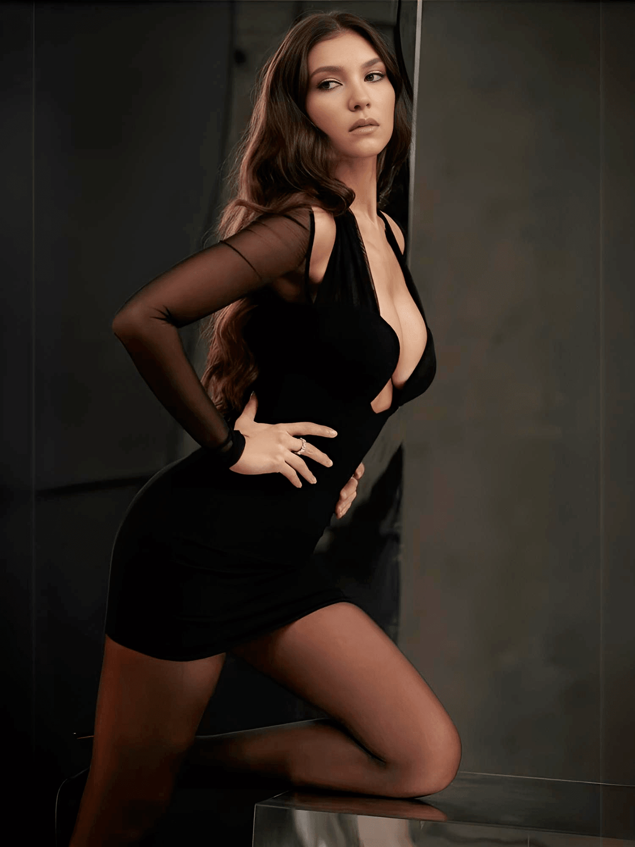Sexy Halter Black Bodycon Plunge Mini Dress for Women -, Dress , Drestiny , Australia, Black, Canada, L, Long Sleeves, M, Mini Dresses, New Zealand, S, United Kingdom, United States , Drestiny , www.shopdrestiny.com
