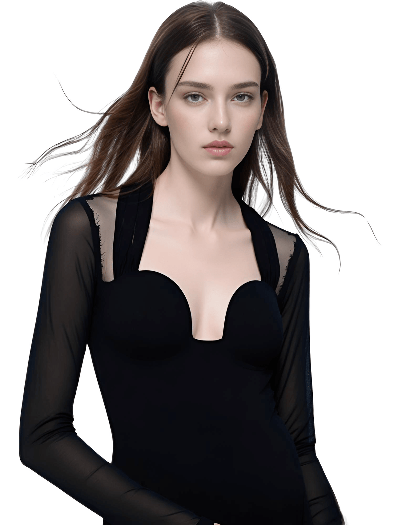 Sexy Halter Black Bodycon Plunge Mini Dress for Women -, Dress , Drestiny , Australia, Black, Canada, L, Long Sleeves, M, Mini Dresses, New Zealand, S, United Kingdom, United States , Drestiny , www.shopdrestiny.com