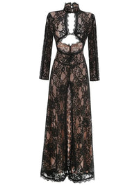 Thumbnail for Black lace dress with long sleeves on a white background