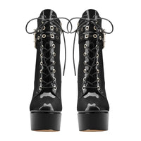 Thumbnail for Sexy Stiletto Heel Ankle Boots Platform Front Lace-Up Stiletto Ankle Boots with Buckle Strap Stylish Stage Catwalk Shoes for Women