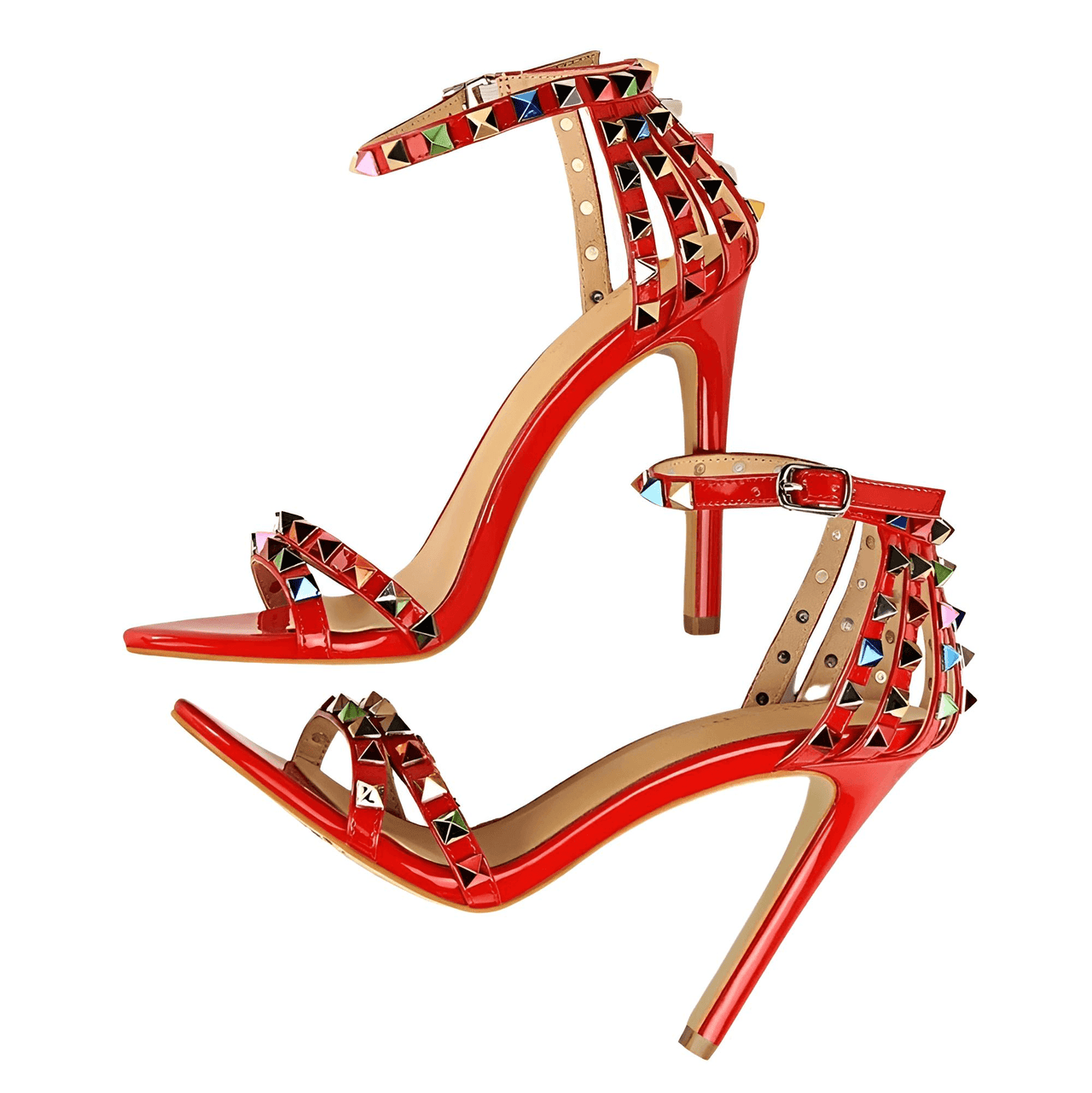 Women's Color Rivet Sandals Roman Style Heeled Sandals Hollow Out High Heels Stiletto Sexy Party Shoes Sandals, Drestiny, Heels, High Heels, Sandals, Stilettos, United States, USA, Australia, New Zealand, United Kingdom, UK, 4, 5, 6, 6.5, 7, 8, 9, Champagne, Black, Red, White, Bronze, Silver, Nude, rivet sandals women, studded sandals for women, women's leather rivet sandals, studded sandals women uk, ladies rivet detail sandals, shopdrestiny.com