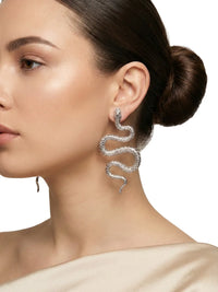 Thumbnail for Silver snake earring worn by a model on a white background