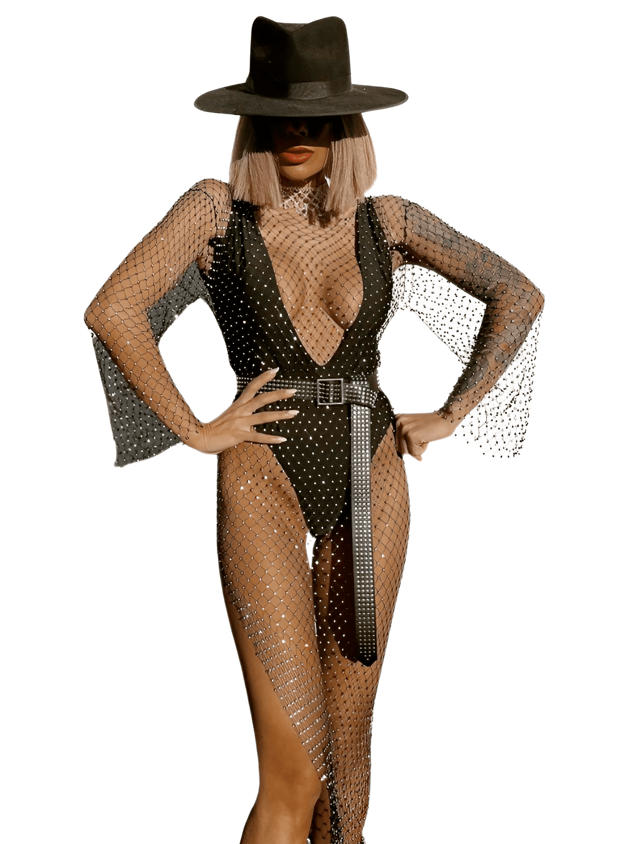Shiny Rhinestone Fishnet Dress Long Sleeve O-Neck Hollow Out Side Slit Dress Sexy Cover Up, Dresses, Maxi Dresses, Long Sleeves, One Size, United States, USA, Canada, Australia, New Zealand, United Kingdom, UK, Black, Pink, Deep Pink, White, Orange, Green, Nude, Grey, sparkly fishnet dress, sheer rhinestone dress, mesh rhinestone dress, crystal rhinestone dress, shopdrestiny.com