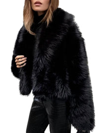 Thumbnail for Short Fur Shawl-Collar Coat Faux Fox Fur Coats For Women Winter Cool Girls Black Short Fur Jacket Vintage Chic Overcoat