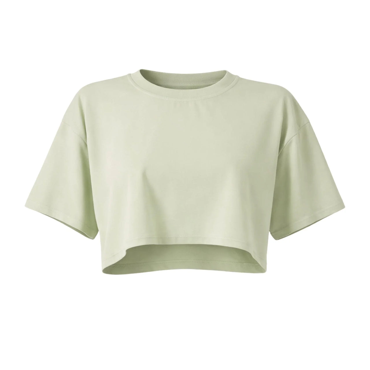 Light green crop top on a white background