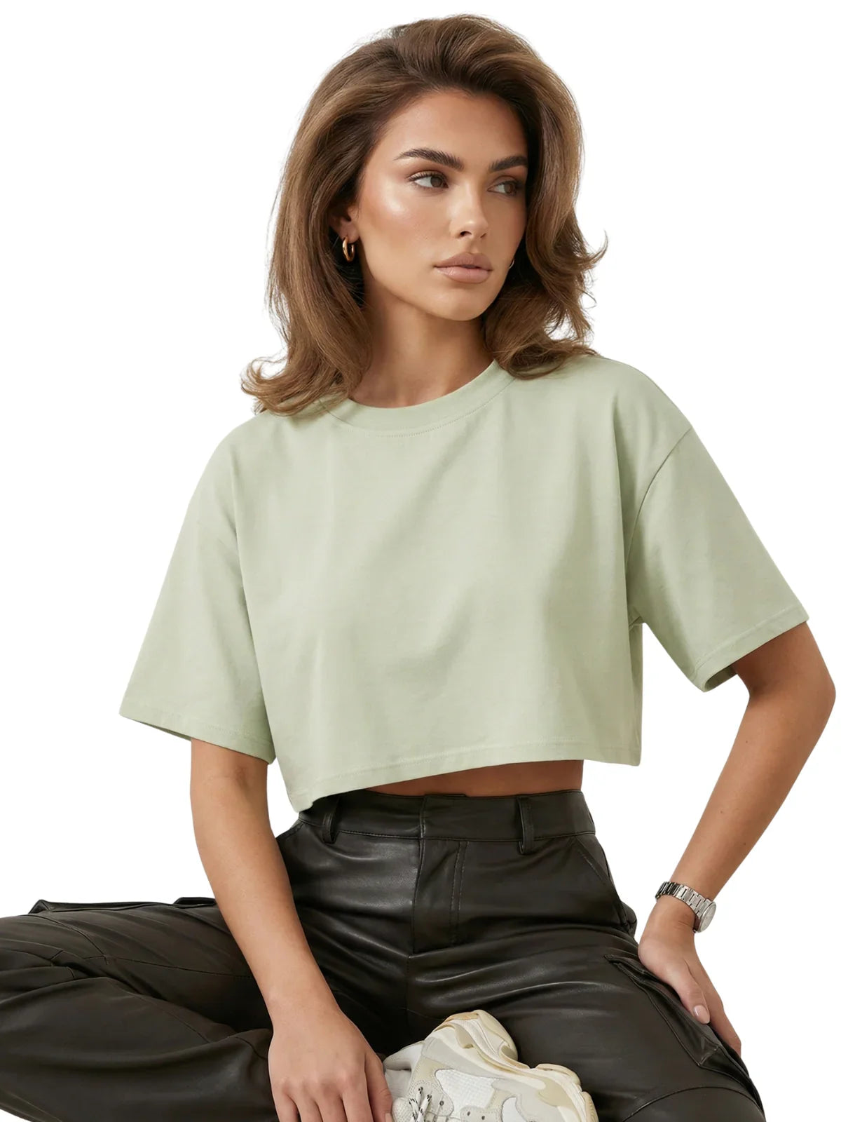 Short Sleeve Crop Top Women