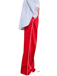 Thumbnail for Side Zipper Straight Pant Loose Red Wide Leg Pants Jacket Fashion Streetwear