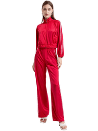 Thumbnail for Side Zipper Straight Pant Loose Red Wide Leg Pants Jacket Fashion Streetwear