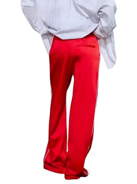 Thumbnail for Side Zipper Straight Pant Loose Red Wide Leg Pants Jacket Fashion Streetwear