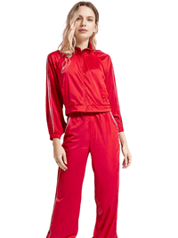 Thumbnail for Side Zipper Straight Pant Loose Red Wide Leg Pants Jacket Fashion Streetwear