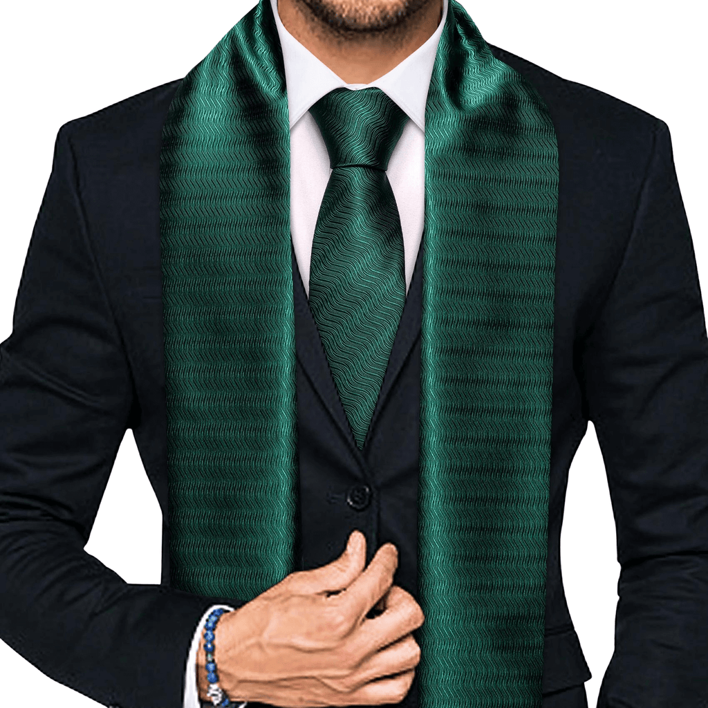 Dark Green Silk Scarf & Dark Green Silk Tie Sets For Men