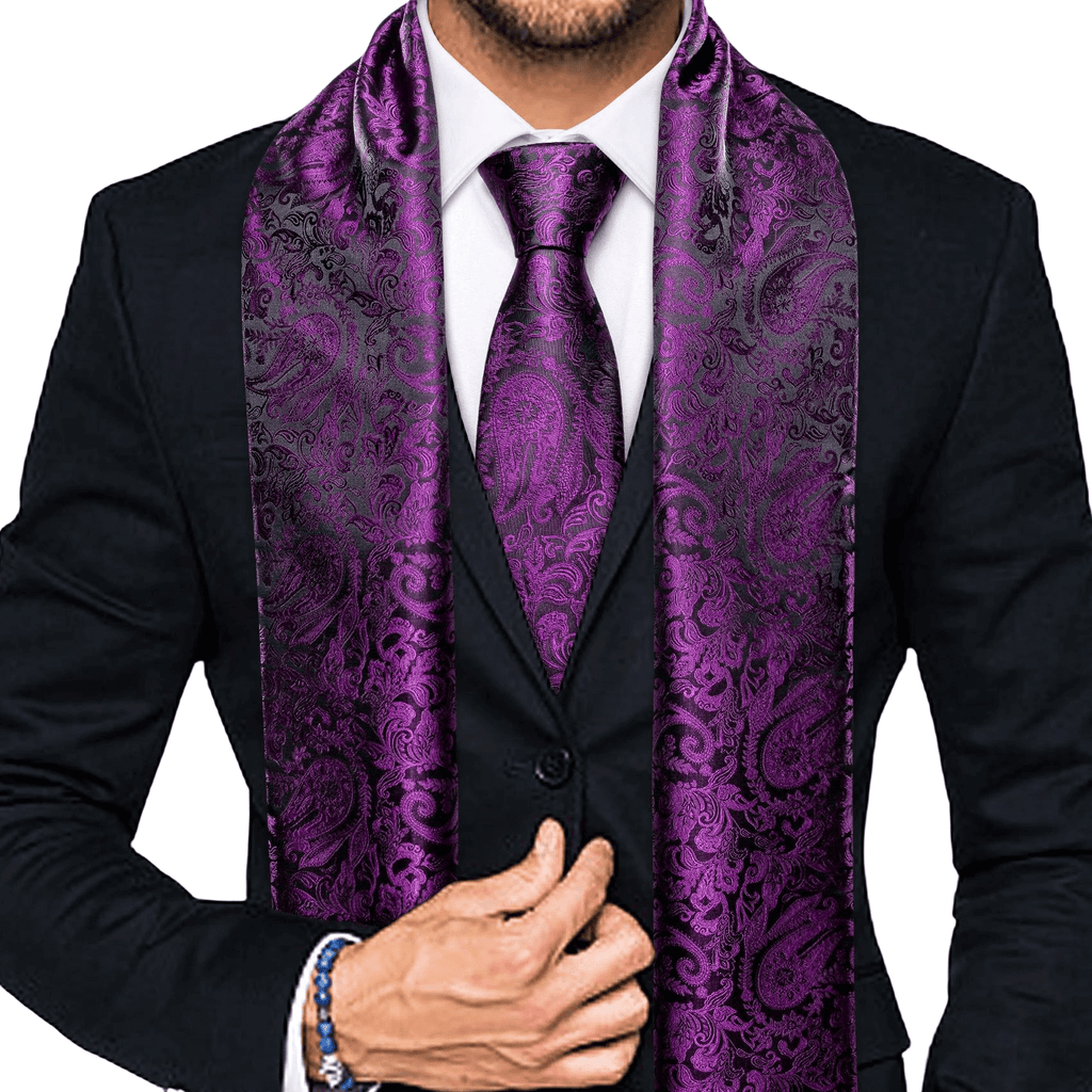 purple Silk Scarf & Purple Silk Tie Sets For Men