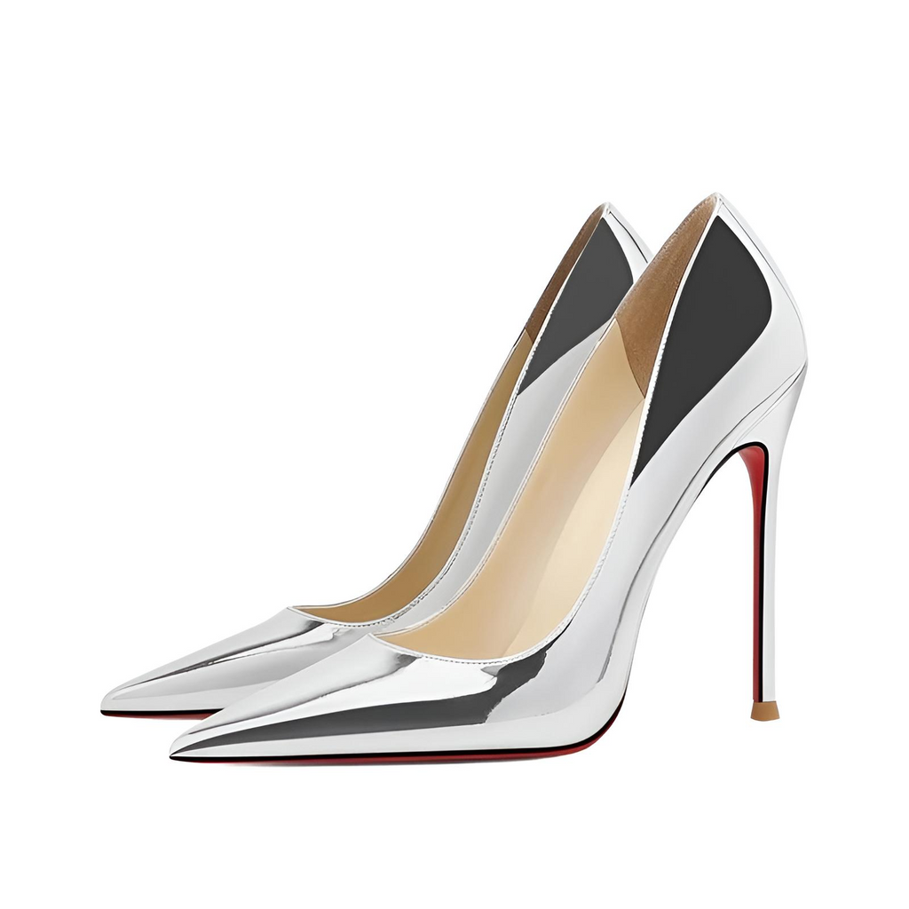 Stylish silver red bottom pumps on sale at Drestiny. Enjoy free shipping and tax covered. Save up to 50% off!