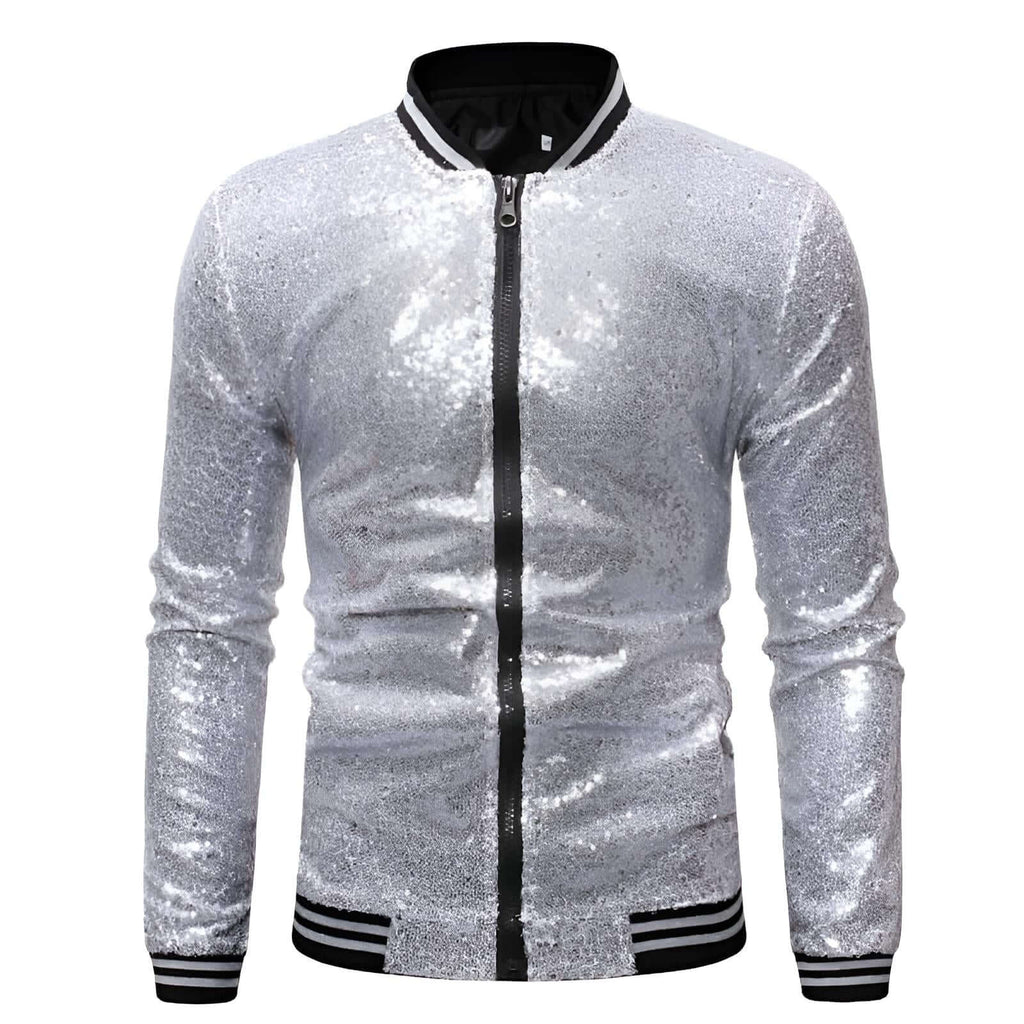 Stand out in style with the Silver Sequin Nightclub Jacket for Men. Shop Drestiny for free shipping and tax covered. Save up to 50% now!