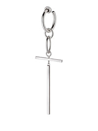 Thumbnail for Silver hoop earring with a bar and U-shaped design on a white background