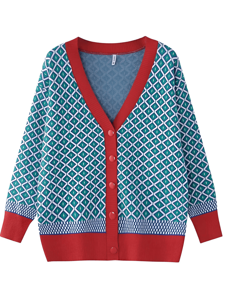 Single-Breasted Loose Red Green Cardigan Sweaters For Women