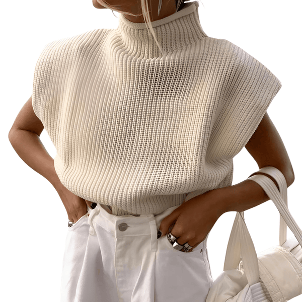Sleeveless Turtleneck Short Sweaters For Women