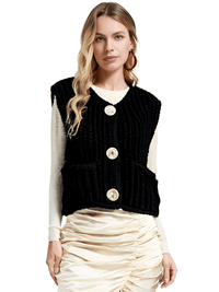 Thumbnail for Sleeveless Crop Sweater Vest Solid Loose Casual Sweater Vest Cable Knit Sweater Vest For Women -, Vests , Drestiny , Australia, Black, Brown, Canada, Cardigans, Dark Blue, Dark Brown, Green, L, Light Blue, M, Navy, New Zealand, Off White, Olive Green, Purple, Red, S, Sleeveless, Sweater Vests, Sweaters, United Kingdom, United States, Vests, White, Yellow , Drestiny , www.shopdrestiny.com