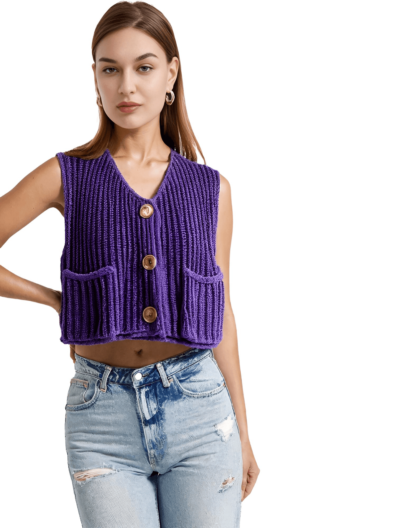 Sleeveless Crop Sweater Vest Solid Loose Casual Sweater Vest Cable Knit Sweater Vest For Women -, Vests , Drestiny , Australia, Black, Brown, Canada, Cardigans, Dark Blue, Dark Brown, Green, L, Light Blue, M, Navy, New Zealand, Off White, Olive Green, Purple, Red, S, Sleeveless, Sweater Vests, Sweaters, United Kingdom, United States, Vests, White, Yellow , Drestiny , www.shopdrestiny.com