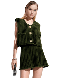 Thumbnail for Sleeveless Crop Sweater Vest Solid Loose Casual Sweater Vest Cable Knit Sweater Vest For Women -, Vests , Drestiny , Australia, Black, Brown, Canada, Cardigans, Dark Blue, Dark Brown, Green, L, Light Blue, M, Navy, New Zealand, Off White, Olive Green, Purple, Red, S, Sleeveless, Sweater Vests, Sweaters, United Kingdom, United States, Vests, White, Yellow , Drestiny , www.shopdrestiny.com