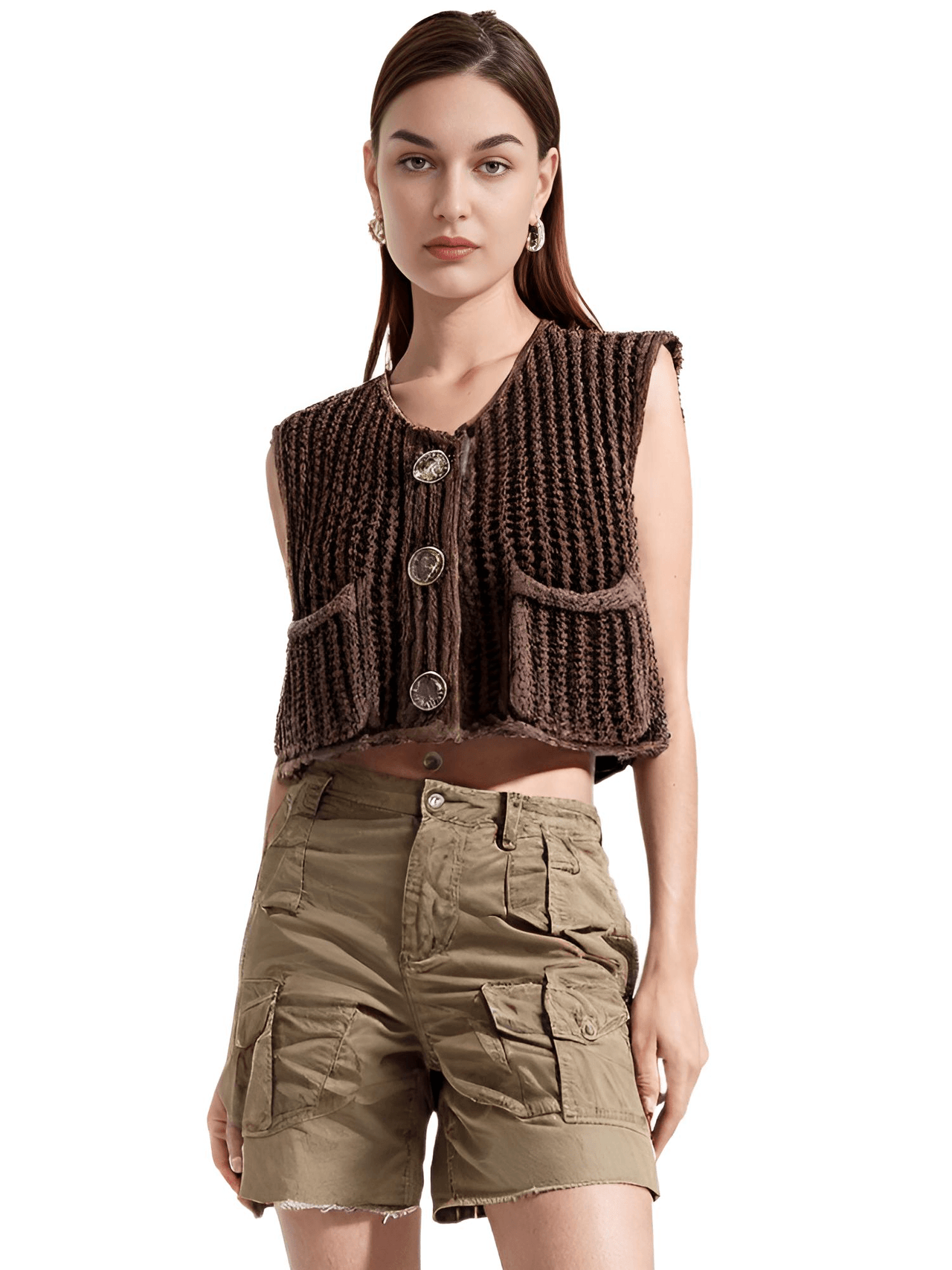 Sleeveless Crop Sweater Vest Solid Loose Casual Sweater Vest Cable Knit Sweater Vest For Women -, Vests , Drestiny , Australia, Black, Brown, Canada, Cardigans, Dark Blue, Dark Brown, Green, L, Light Blue, M, Navy, New Zealand, Off White, Olive Green, Purple, Red, S, Sleeveless, Sweater Vests, Sweaters, United Kingdom, United States, Vests, White, Yellow , Drestiny , www.shopdrestiny.com