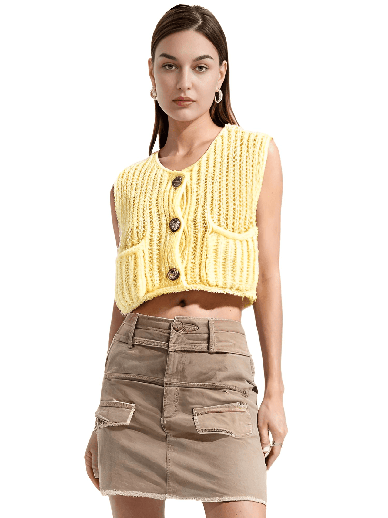 Sleeveless Crop Sweater Vest Solid Loose Casual Sweater Vest Cable Knit Sweater Vest For Women -, Vests , Drestiny , Australia, Black, Brown, Canada, Cardigans, Dark Blue, Dark Brown, Green, L, Light Blue, M, Navy, New Zealand, Off White, Olive Green, Purple, Red, S, Sleeveless, Sweater Vests, Sweaters, United Kingdom, United States, Vests, White, Yellow , Drestiny , www.shopdrestiny.com